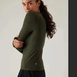 Athleta Ascent Seamless Top - Soft and Sporty - Forest / Dark Green - XL NWT!